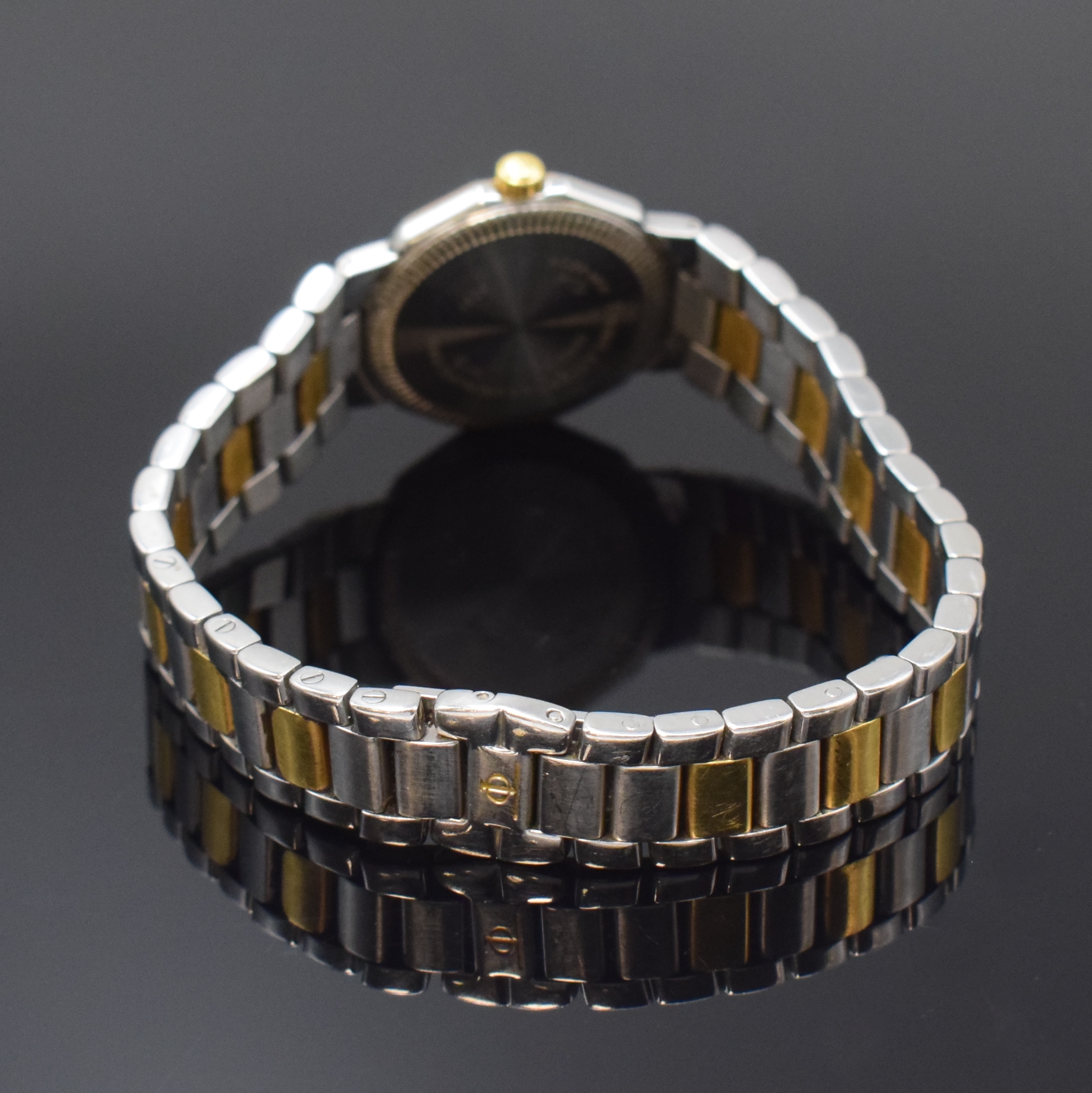 Detail b: BAUME & MERCIER Riviera Damenarmbanduhr in Stahl/Gold Referenz 5231, Schweiz um 1990, quarz, Gliederband m. Faltschl., Boden geschr., weisses ...