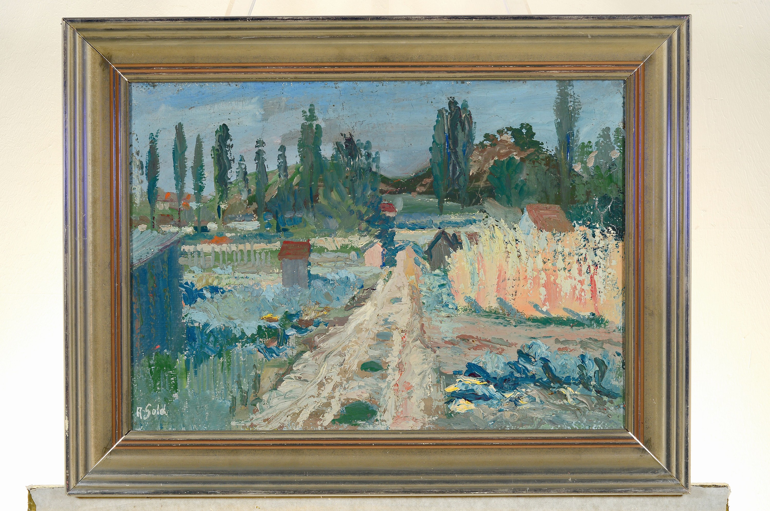 Detail k: Anton Gold, 1914-1970, Blick in einen Garten, Öl/Lwd, links unten signiert, ca. 40x57cm, R. ca. 52x68cm