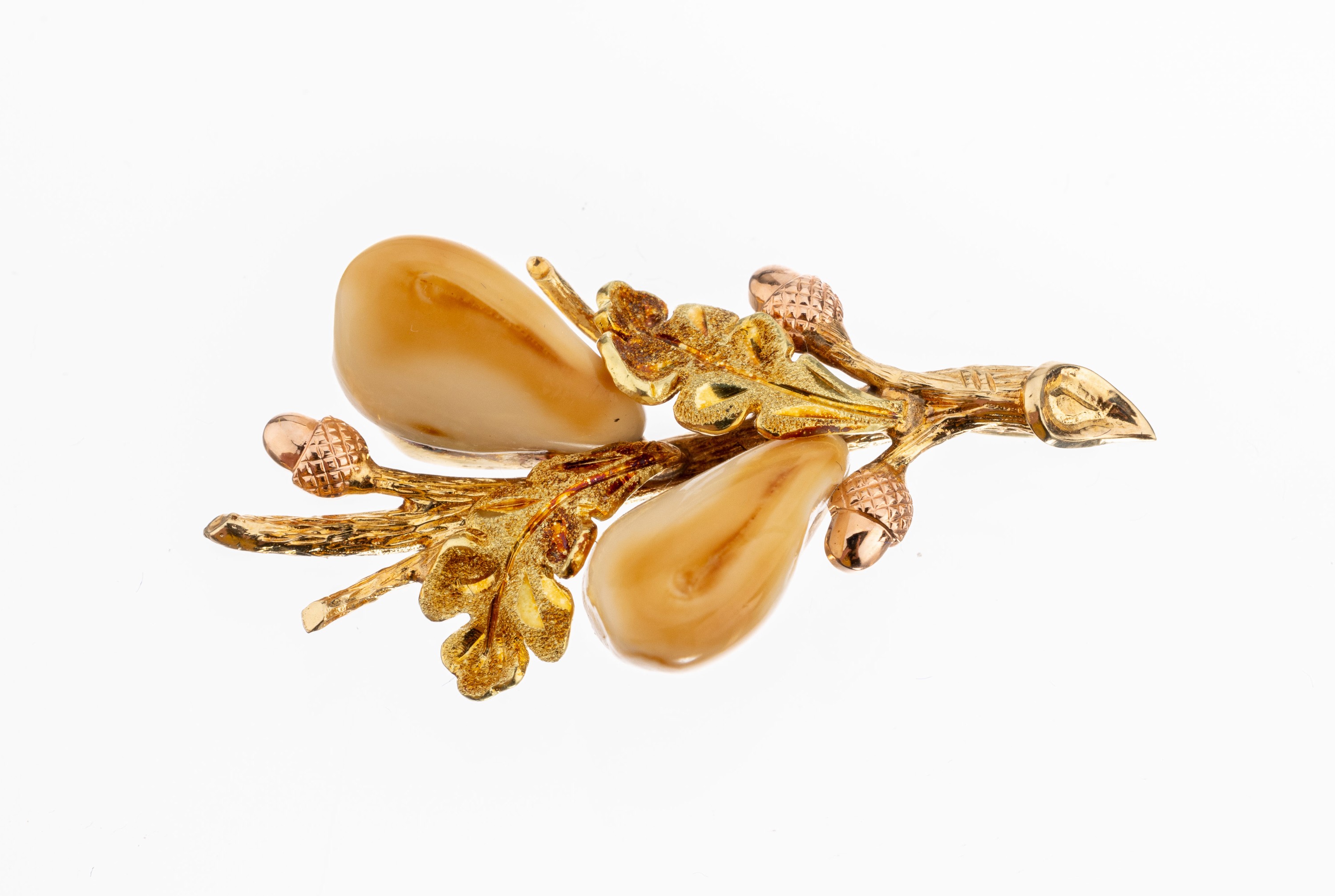 14 kt Gold Grandel-Anhänger, GG/RG 585/000,Eichenlaubdekor, ca. 3.7 x 2 cm, ca. 6.5 g, Meistermarke verschlagen