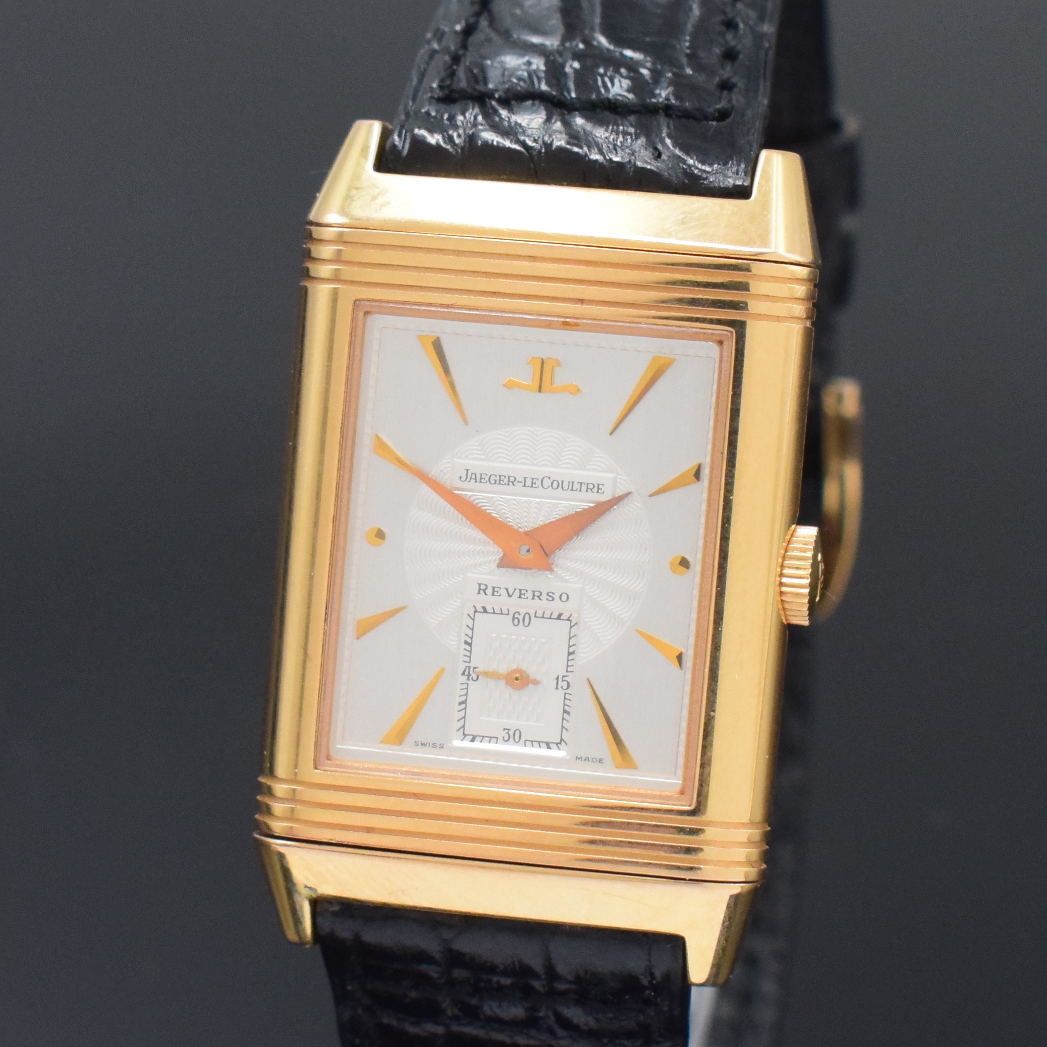 Detail a: Jaeger-LeCoultre Reverso Art Deco Referenz 270.2.62 in RG 750/000, Schweiz um 1995, Handaufzug, um 180 Grad drehb. Wendegeh. beids. vergl., orig. ...