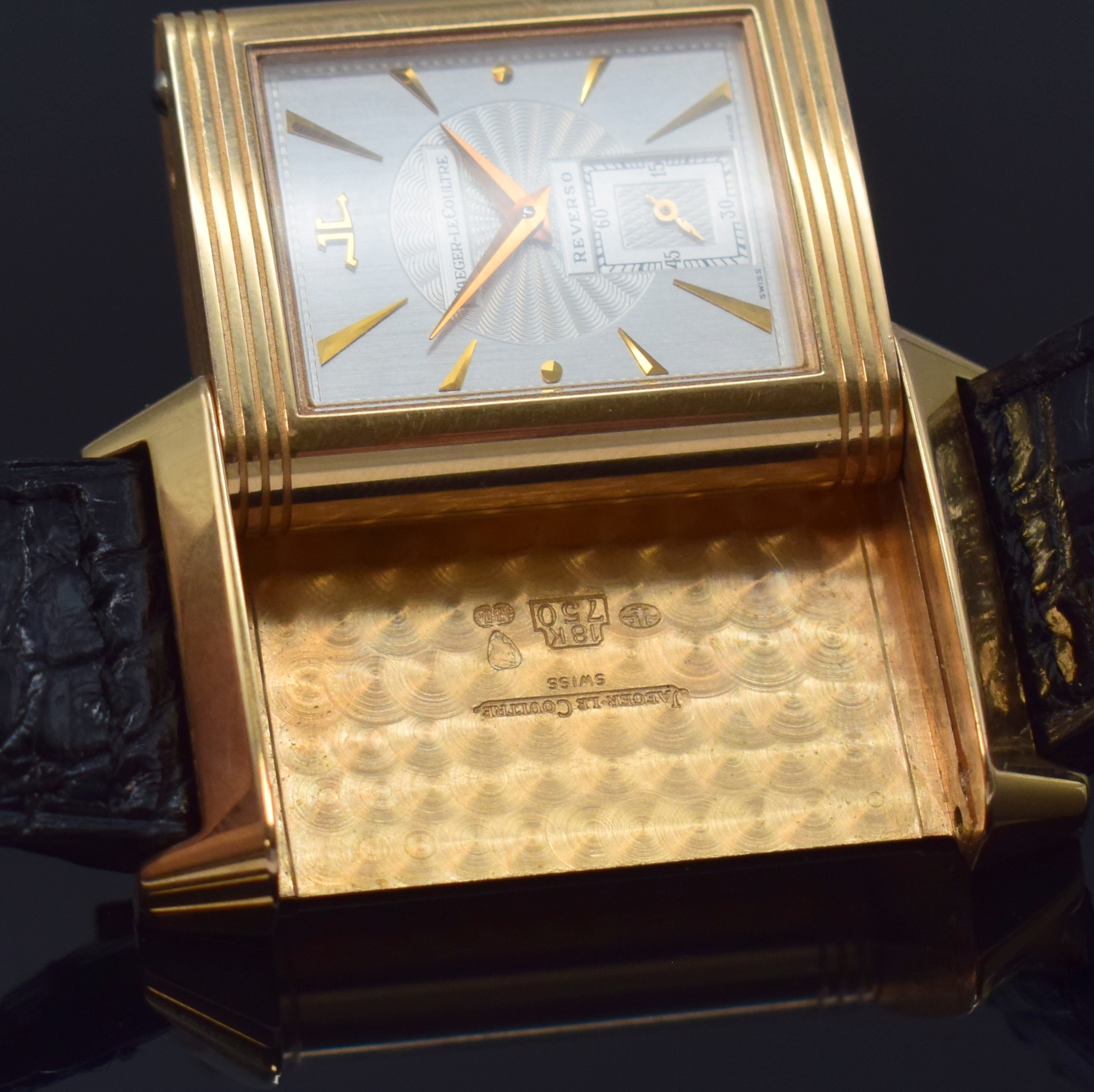 Detail f: Jaeger-LeCoultre Reverso Art Deco Referenz 270.2.62 in RG 750/000, Schweiz um 1995, Handaufzug, um 180 Grad drehb. Wendegeh. beids. vergl., orig. ...
