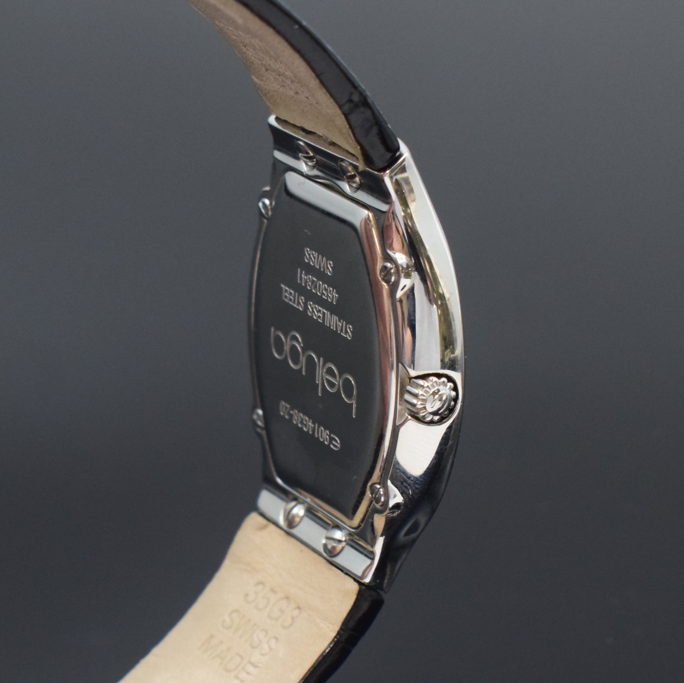 Detail c: EBEL Beluga Damenarmbanduhr Referenz 9014G38- 20 mit Diamanten, Schweiz um 2010, quarz, Edelstahlgeh. inkl. orig. Lederband m. orig. Faltschl., Boden ...