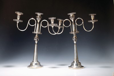 Image Pair of classicist transformation chandeliers, around 1840/50, silver, master's ...