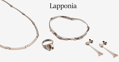 Image LAPPONIA Schmuckset, 925er Silber, Finland 1980-81, typ. Lapponia-Design, best. aus: 1 ...