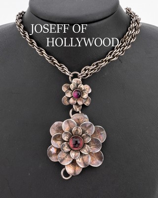 Image JOSEFF of HOLLYWOOD Blüten-Collier, USA um 1960, Mittelteil mit 3 plastischen ...