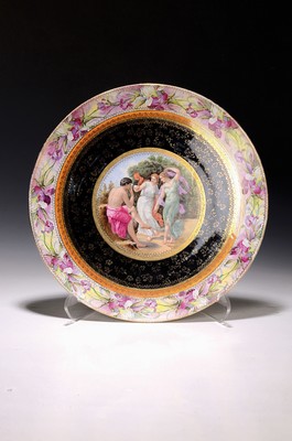 Image Large ceremonial plate, Dresden, around 1900, based on the Viennese model, outer edge ...