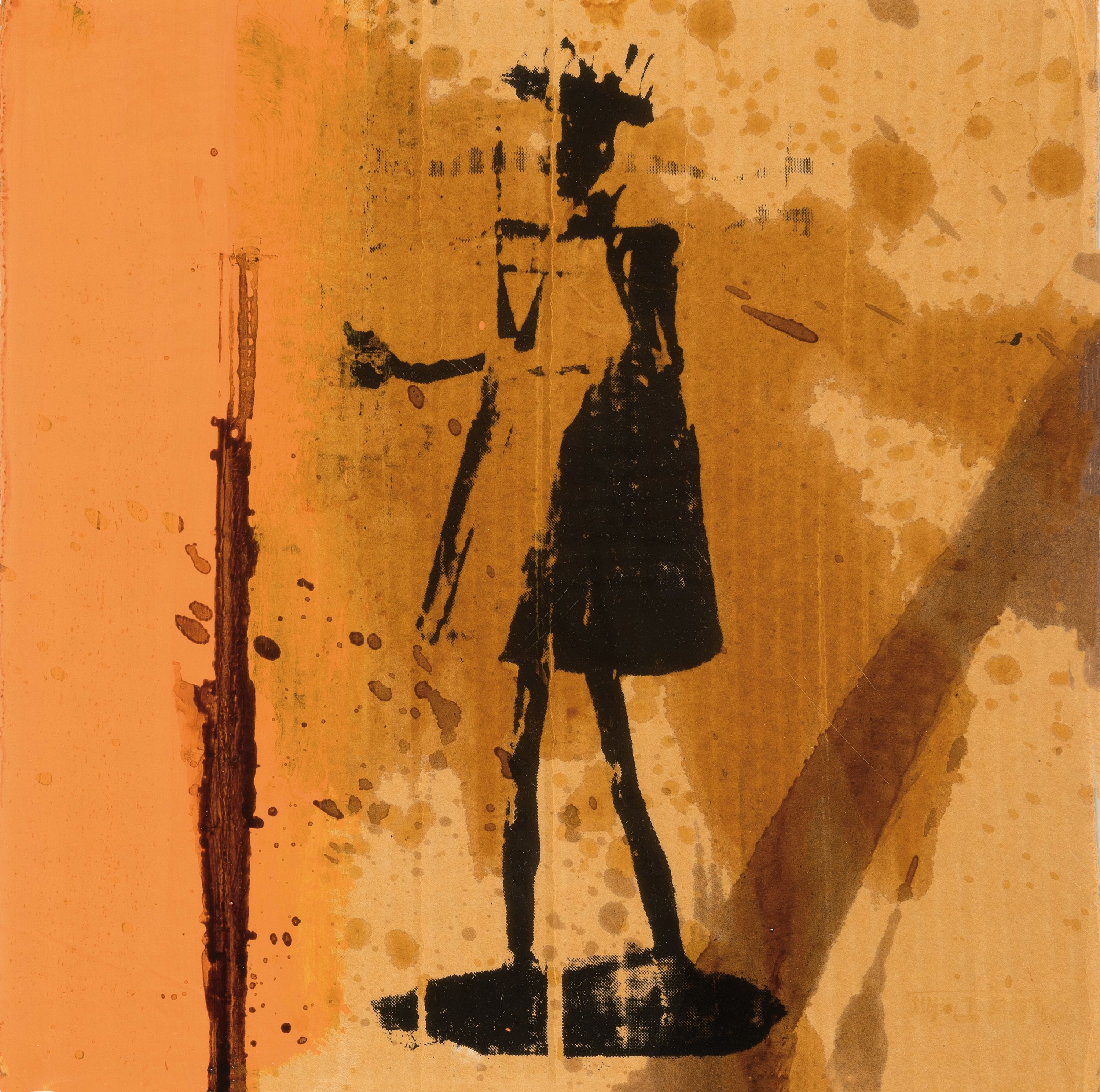Walter Dahn, geb. 1954 St. Tönis, Collage, "Mars, Afrika", 1990, Siebdruck/Acryl/Schellack auf Pappe, Objekt 30x30 cm, in Objektrahmen ...