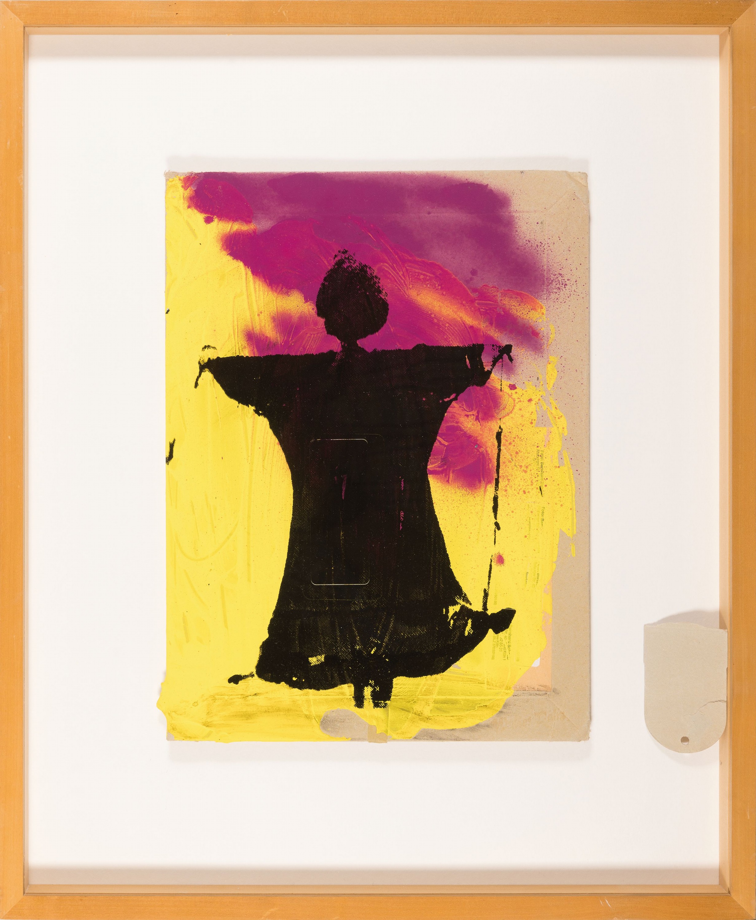 Detail k: Walter Dahn, geb. 1954 St. Tönis, Collage, ohne Titel, Figuren-Komposition, Siebdruck/Acryl/Stempel auf Papierumschlag, Objekt 35x26 cm, ...