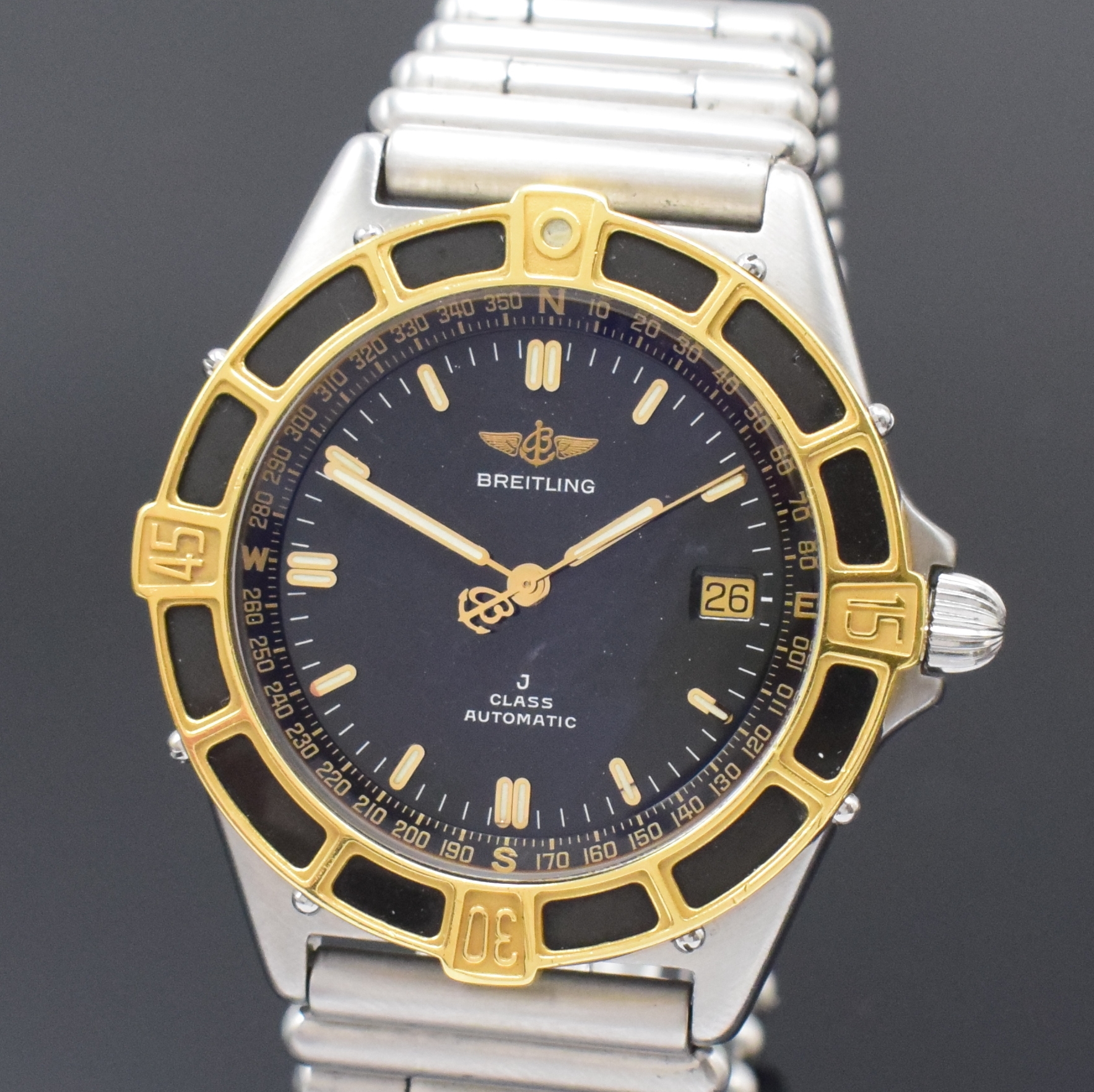 Detail a: BREITLING J-Class Herrenarmbanduhr Referenz 80250, Schweiz um 1995, Automatik, verschr. Edelstahlgeh. inkl. orig. Roleauxband m. dopp. Faltschl., ...