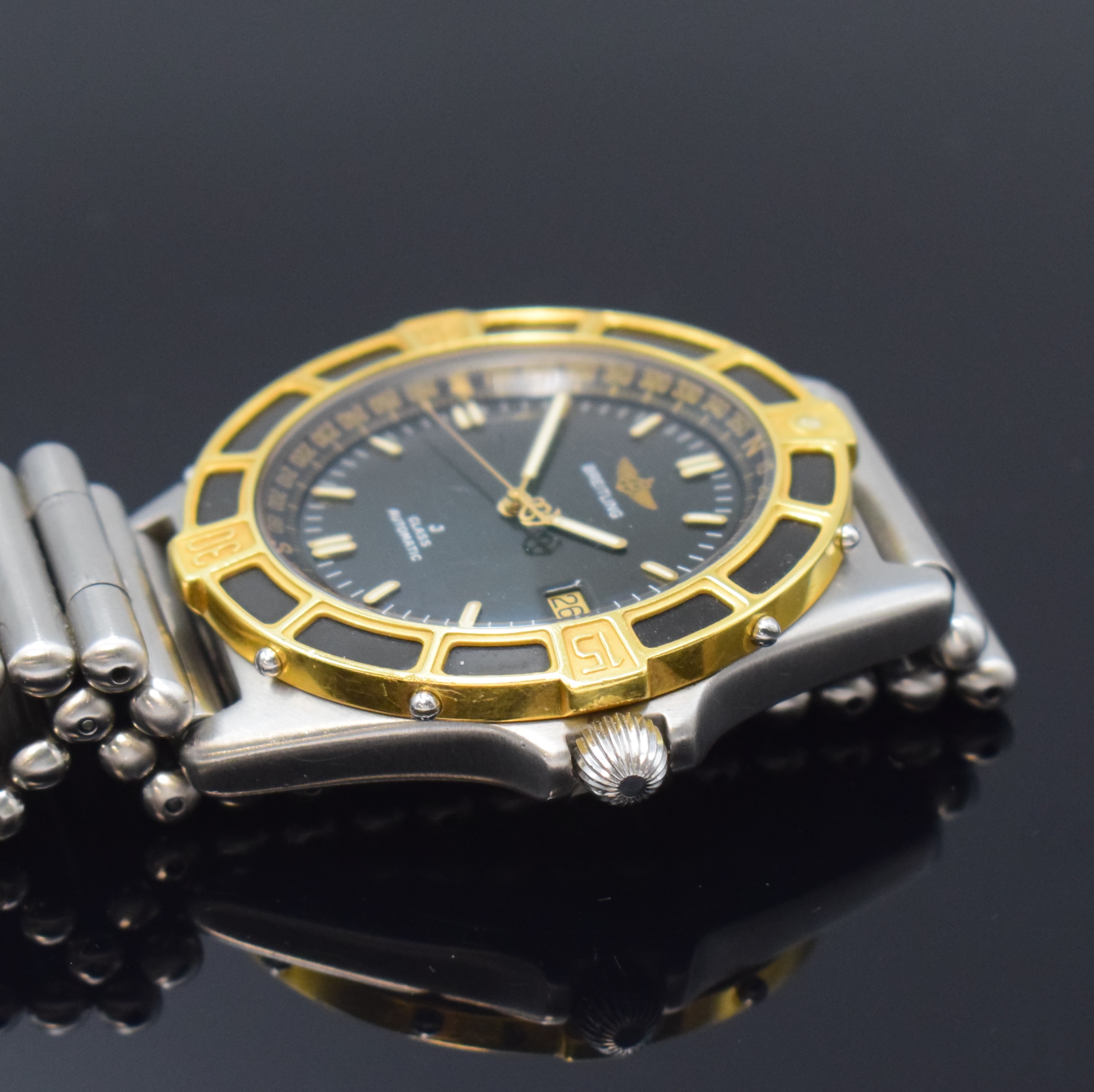 Detail c: BREITLING J-Class Herrenarmbanduhr Referenz 80250, Schweiz um 1995, Automatik, verschr. Edelstahlgeh. inkl. orig. Roleauxband m. dopp. Faltschl., ...