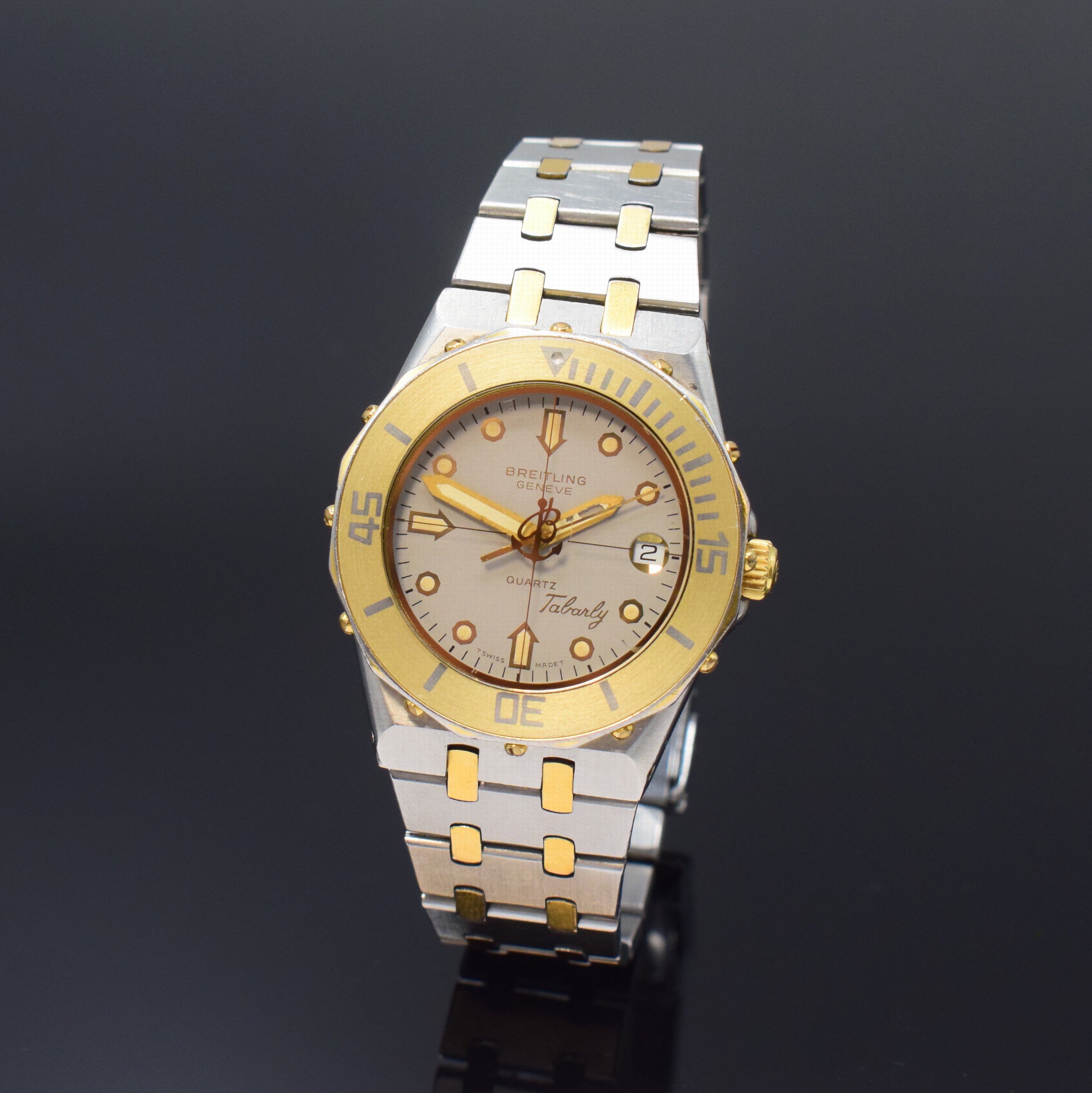 BREITLING Tabarly Armbanduhr Referenz 80770, Schweiz um 1990, quarz, Edelstahlgeh. inkl. orig. Gliederband m. Faltschl., Boden u. Krone verschr., ...