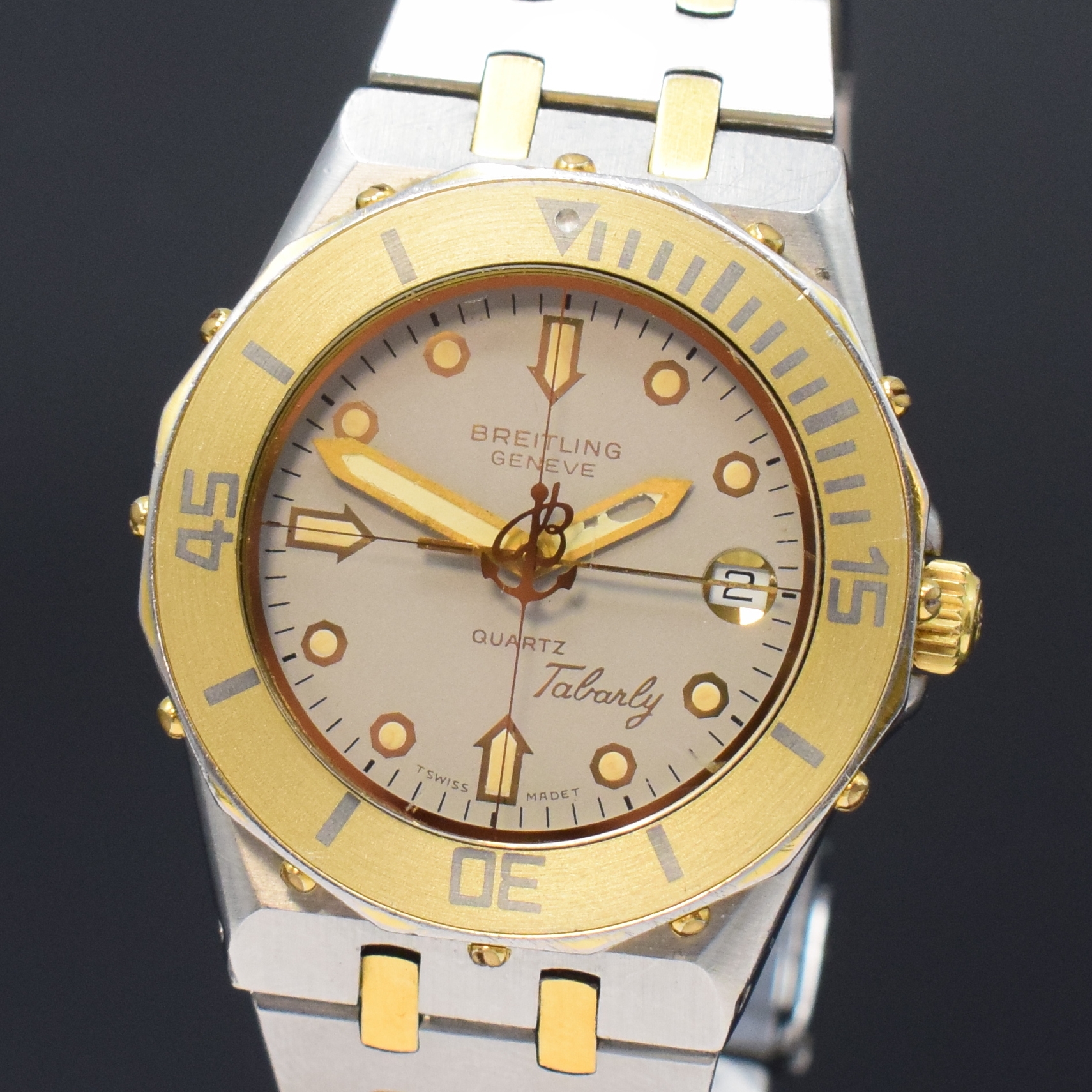 Detail a: BREITLING Tabarly Armbanduhr Referenz 80770, Schweiz um 1990, quarz, Edelstahlgeh. inkl. orig. Gliederband m. Faltschl., Boden u. Krone verschr., ...
