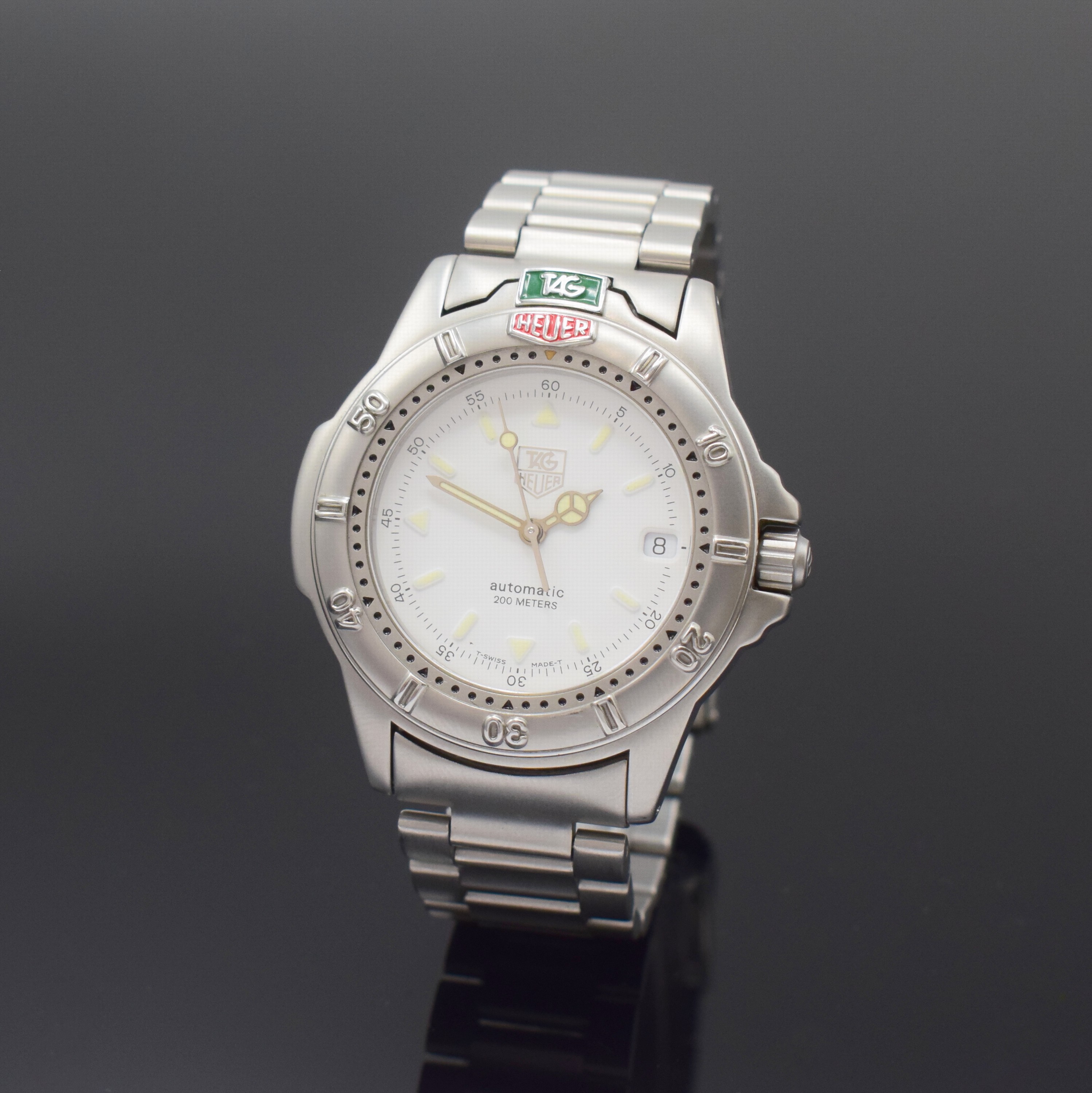 TAG HEUER 4000 Herrenarmbanduhr in Stahl Referenz 699.706, Schweiz um 2000, Automatik, orig. Gliederband m. Faltschl., Tauchverlängerung, Boden ...
