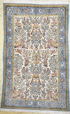 Image Qum old, Persia, end of 20th century, wool with silk, approx. 217 x 140 cm, condition: ...