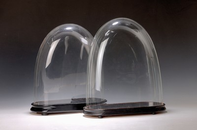 Image Two glass domes for pendulums, wooden base, internal dimensions approx. 42x37 cm or 37 x ...