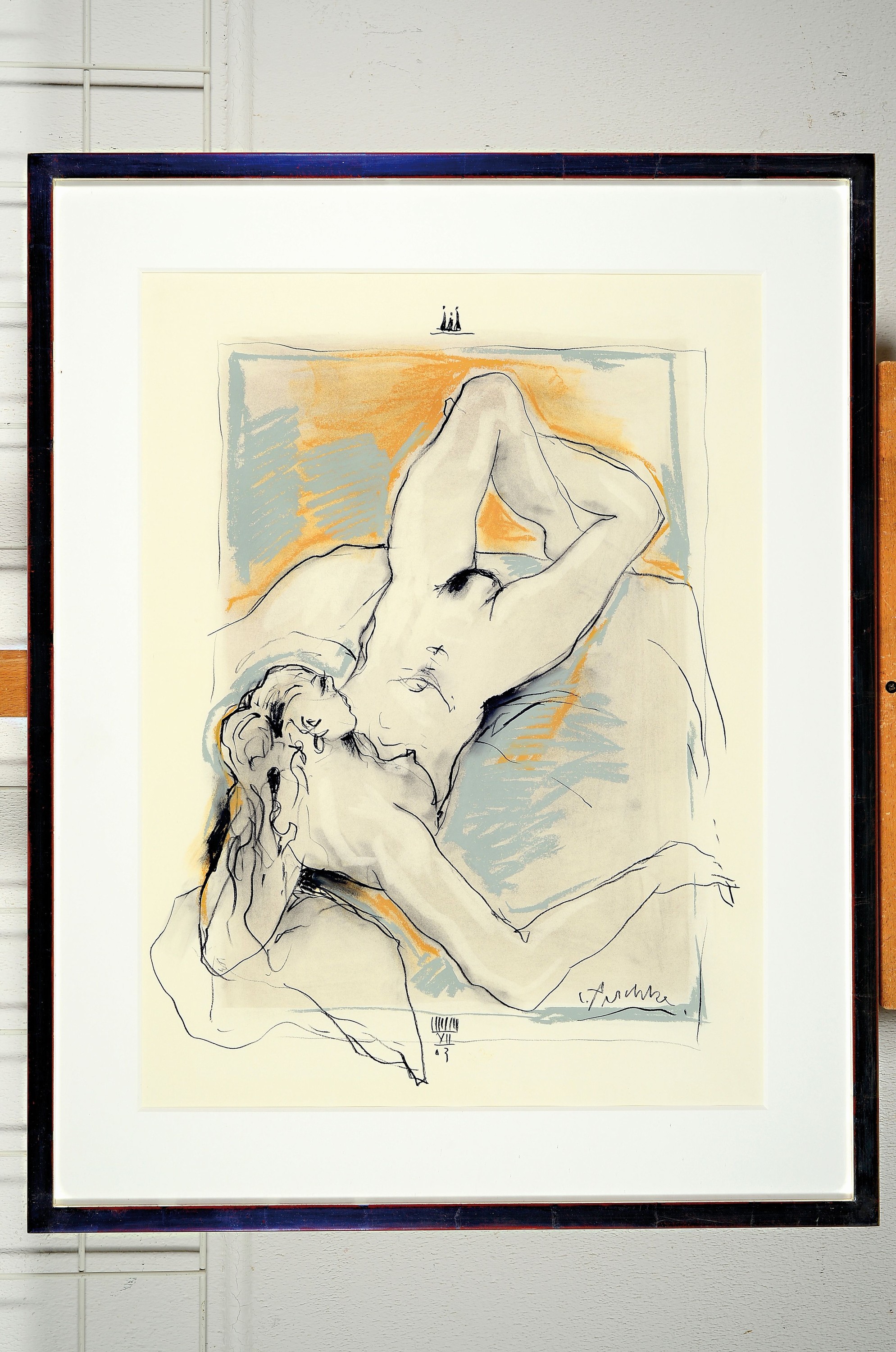 Detail k: Christian Peschke, 1946-2017, liegender Akt, Aquarell und Tusche auf Papier, re. u. sign., ca. 58x44cm, pp, u.Gl., R. ca. 82x64cm