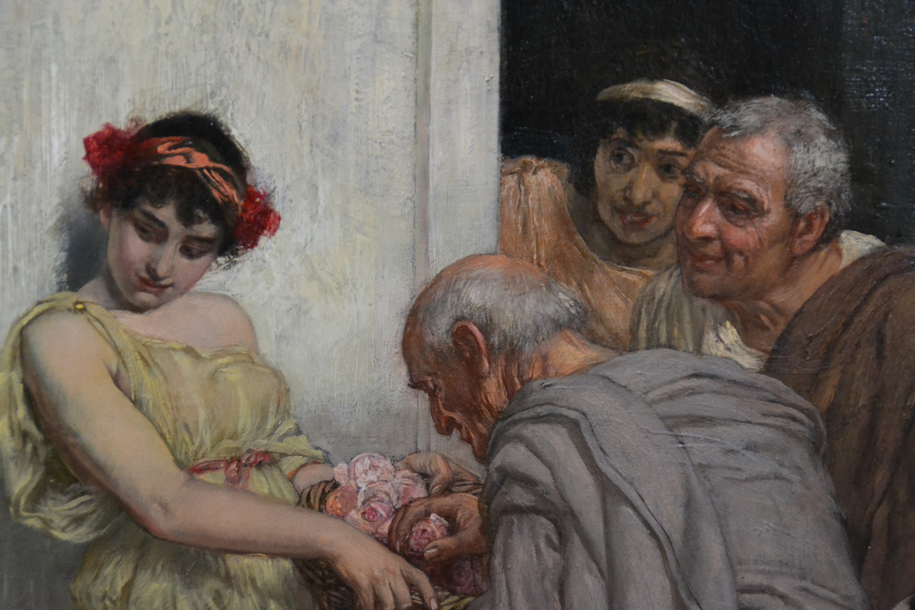 Detail c: Alexander Frenz, 1861 Rheydt-1941 Düsseldorf, römische Rosenverkäuferin, Öl/Lwd, doubl., rest., links unten signiert und dat. 1903, Keilrahmen ...