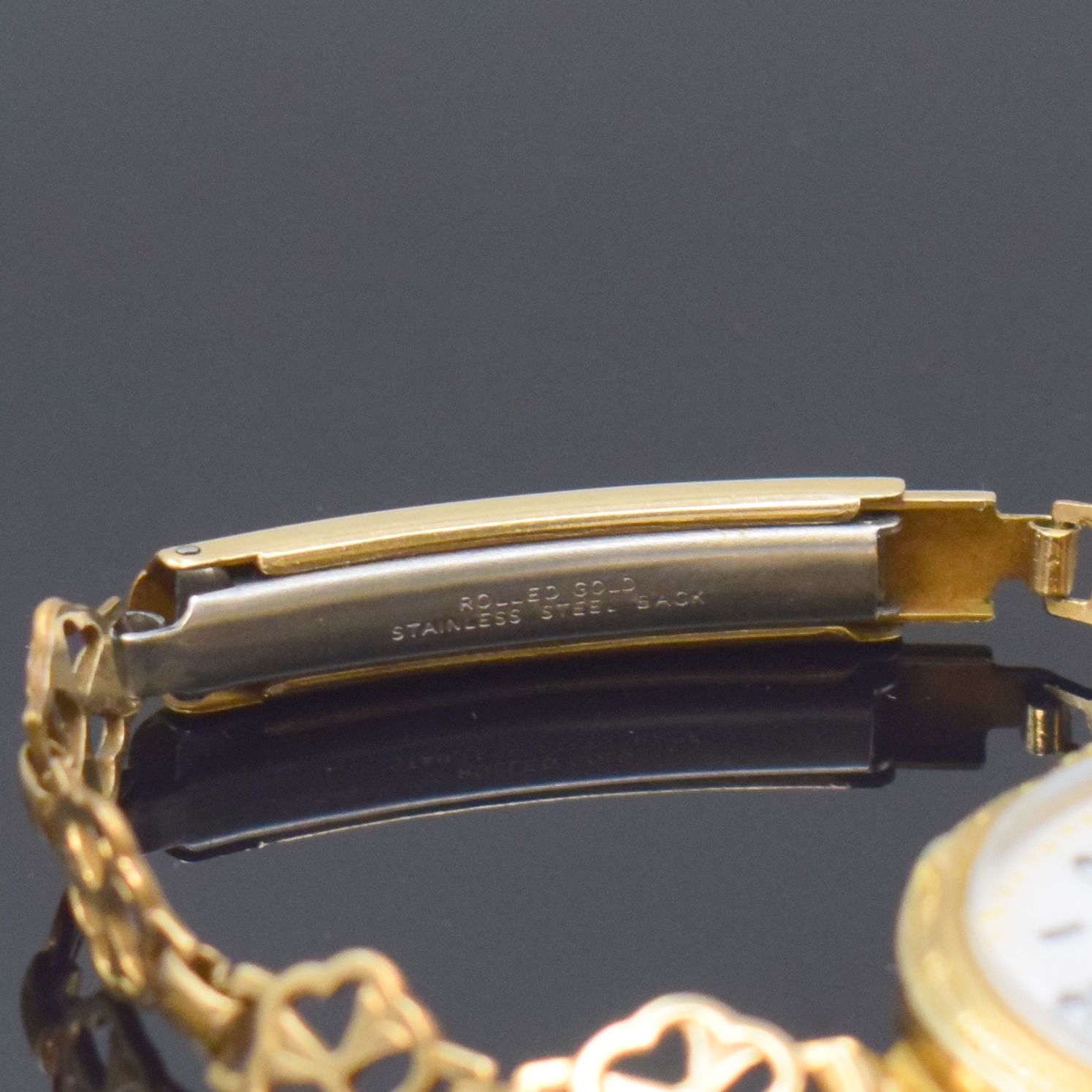 Detail b: ROLEX frühe Armbanduhr in GG 375/000, Schweiz fürden engl. Markt um 1915, Handaufzug, Geh. dell., Scharnierboden, verg. passendes Band, ...