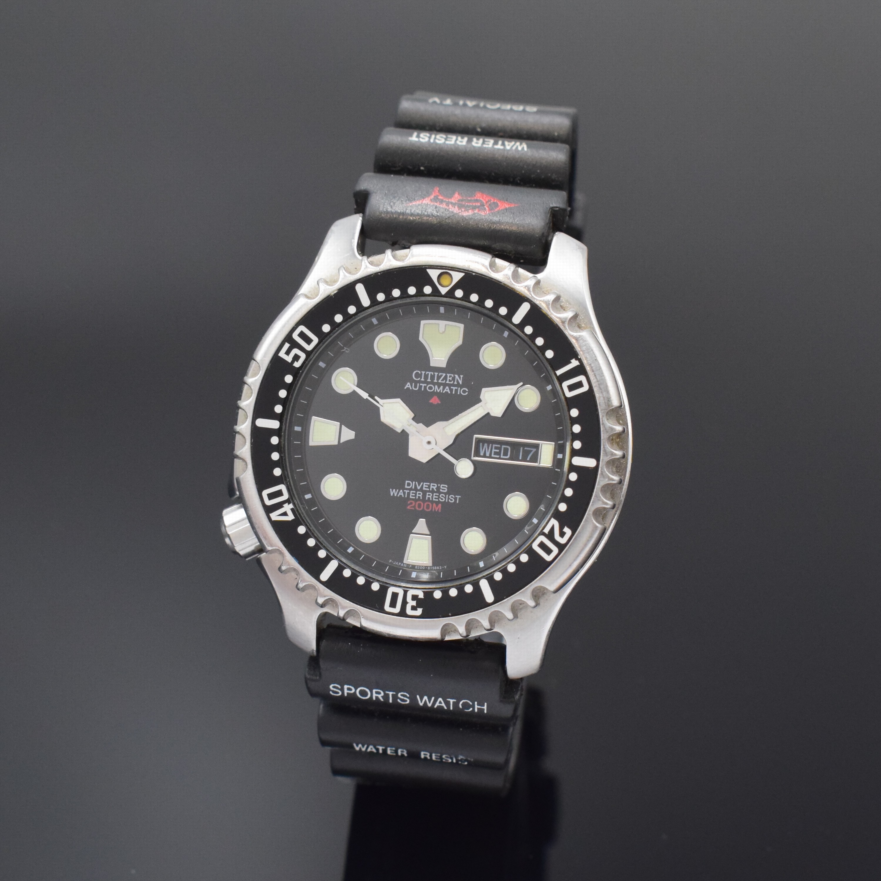 CITIZEN Divers Promaster Herrenarmbanduhr in Stahl, Japan um 1980, Automatik, Boden u. Krone verschr., Lünette m. 60er Teilung eins. rast. drehb., ...