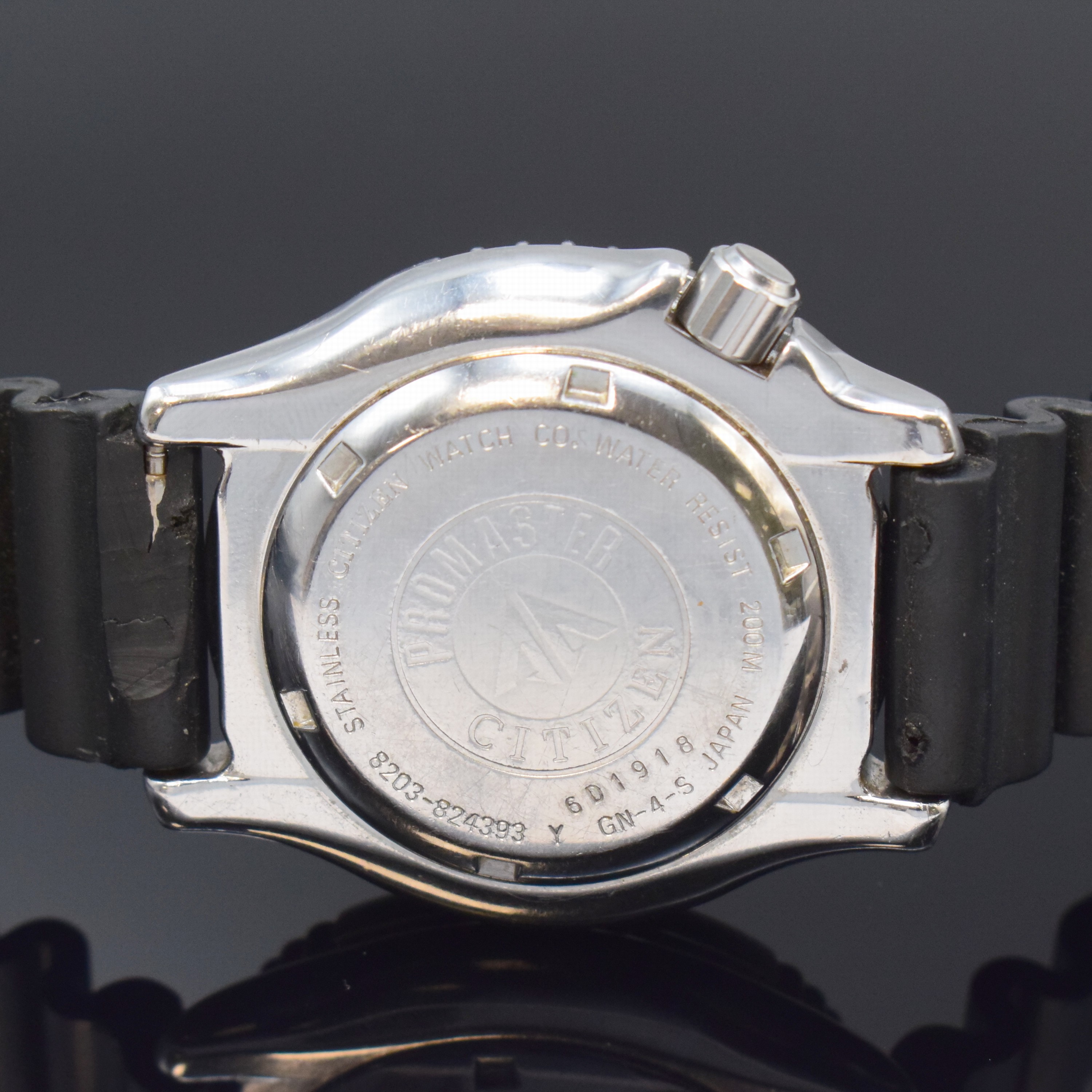 Detail c: CITIZEN Divers Promaster Herrenarmbanduhr in Stahl, Japan um 1980, Automatik, Boden u. Krone verschr., Lünette m. 60er Teilung eins. rast. drehb., ...