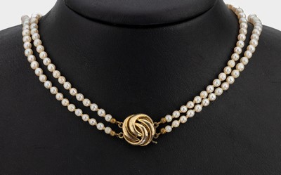 Image Zuchtperl-Collier mit 14 kt Gold Schließe, GG 585/000, 2-rhg., Zuchtperlen im ...