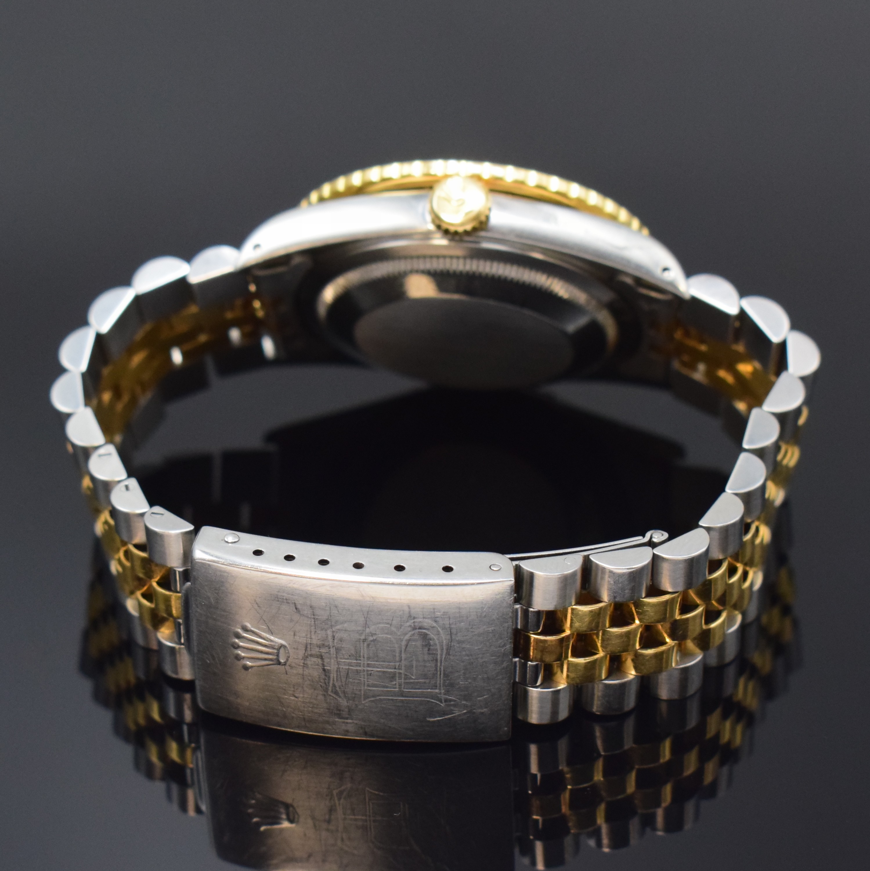 Detail b: ROLEX Oyster Perpetual Datejust Turn-O-Graph Herrenarmbanduhr in Stahl/Gold Referenz 16263, Schweiz um 1989, Automatik, Chronometer der Superlative ...
