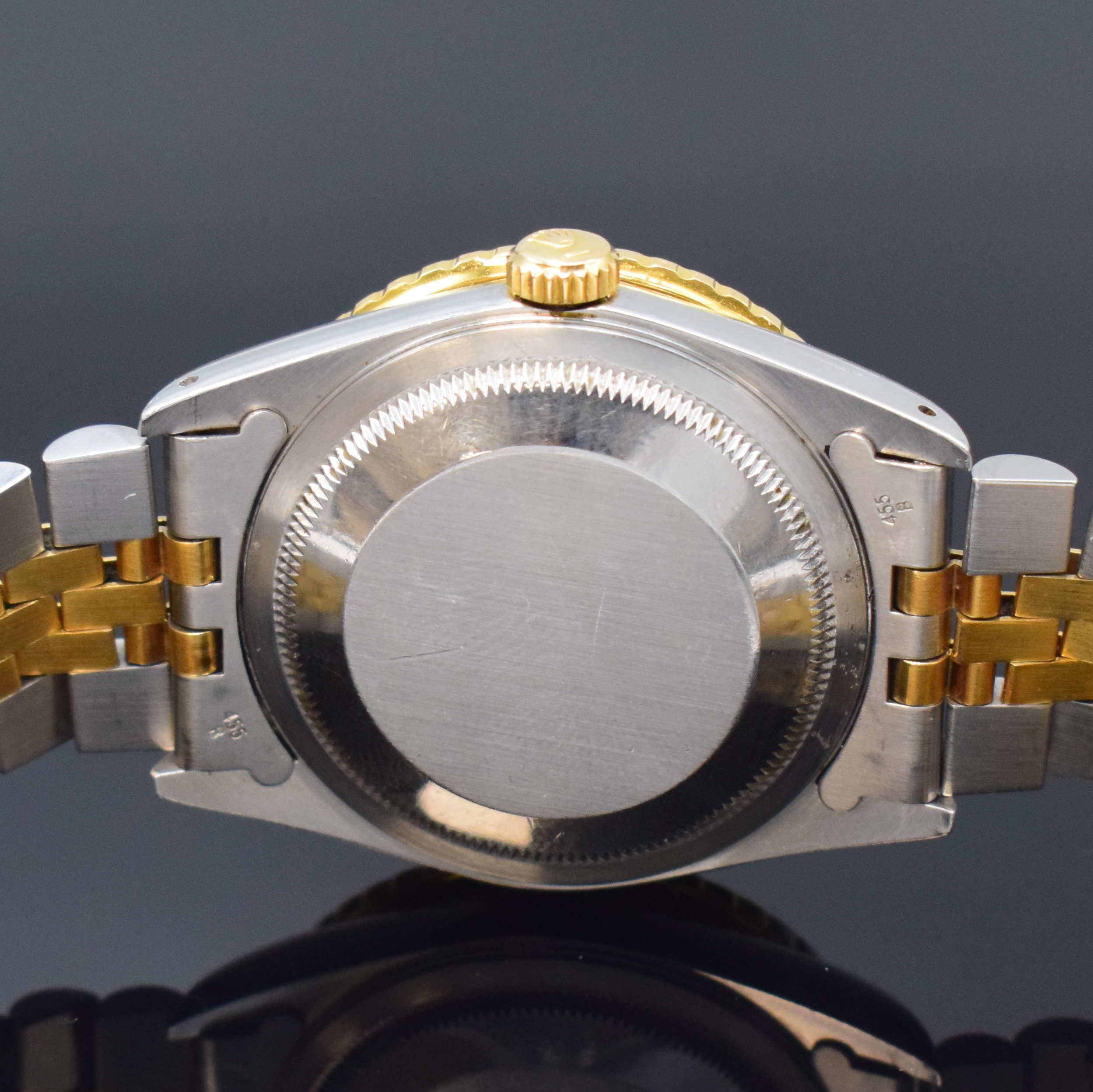 Detail d: ROLEX Oyster Perpetual Datejust Turn-O-Graph Herrenarmbanduhr in Stahl/Gold Referenz 16263, Schweiz um 1989, Automatik, Chronometer der Superlative ...