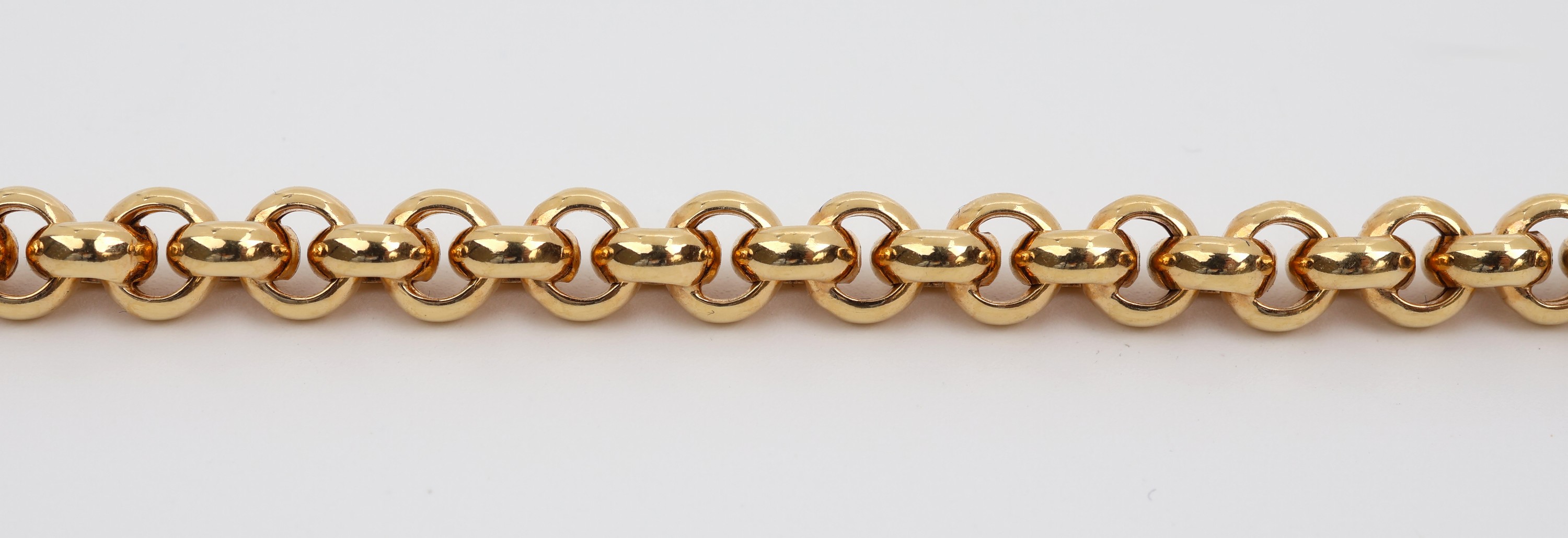 Detail b: 14 kt Gold Saphir-Armband, GG 585/000, Erbskette, Zierelement mit 2 kl. Saphircabochons, L. ca. 18.5 cm, ca. 14.2 g
