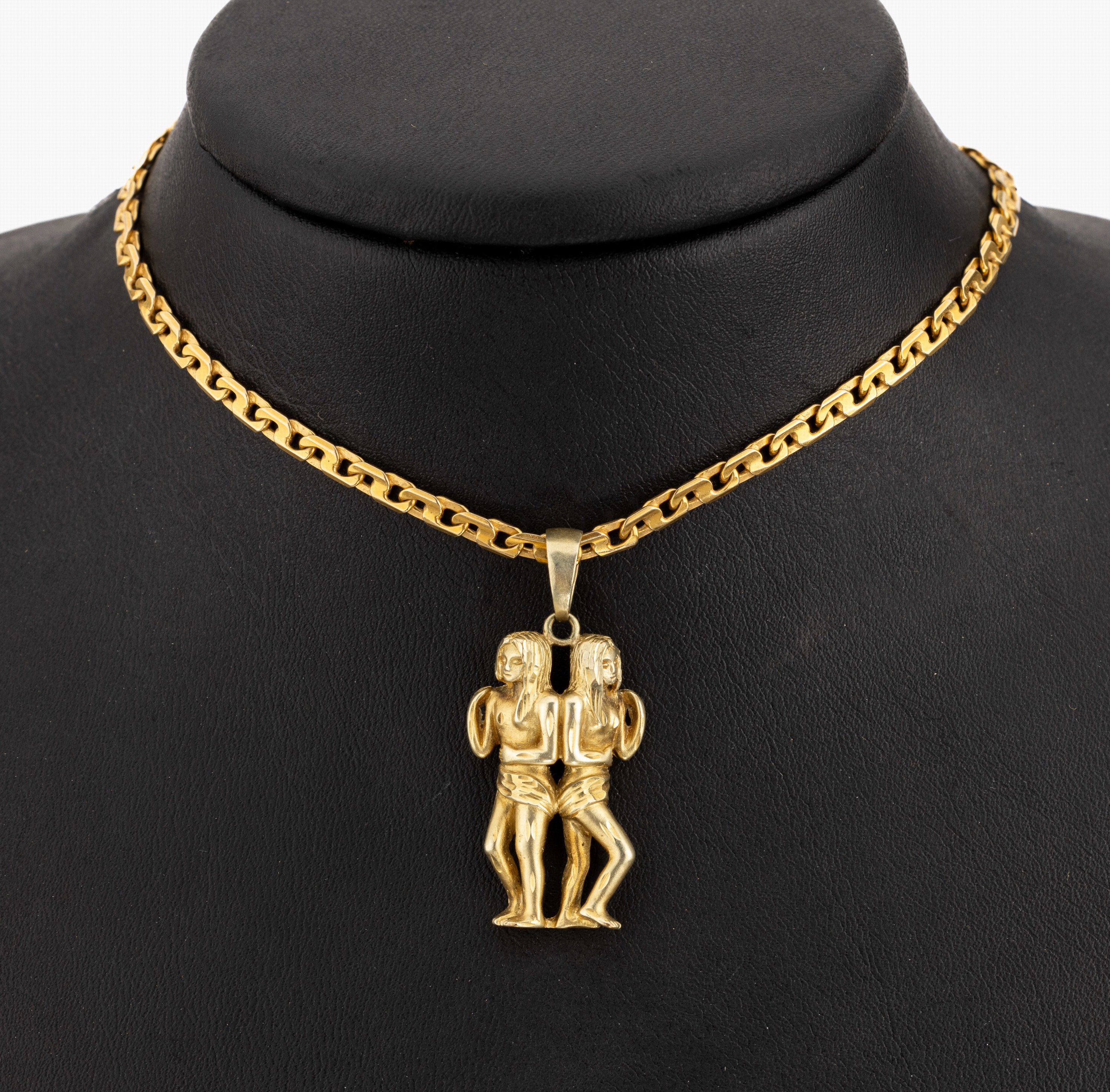14 kt Gold Kette mit 8 kt Gold Anhänger, GG585/000 und 333/000, Kette, L. ca. 50.5 cm, Karabinerschliesse, plastischer Anhänger, Sternzeichen ...