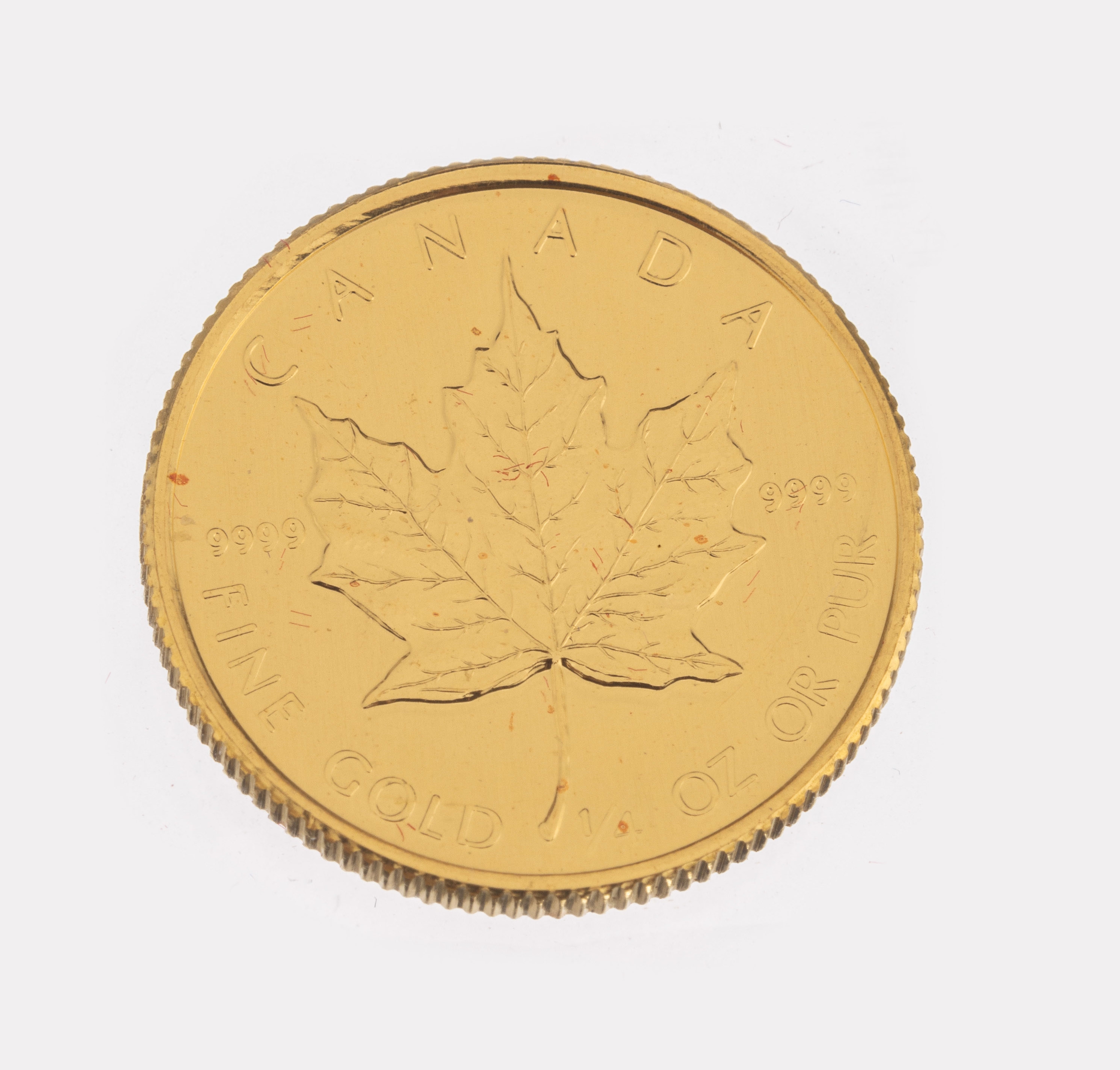 Goldmünze 10 Dollar, Kanada 1988, 1/4 Unze Gold, Maple leaf, Elizabeth II., eingeschweisst