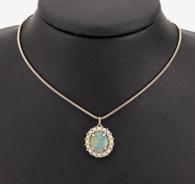 Image 14 kt Gold Kette mit 18 kt Gold Opal-Perl- Anhänger, WG 585/000 und 750/000, ...