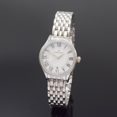 Image MAURICE LACROIX ladies wristwatch Les Classiques in steel with diamonds reference LC1013, ...