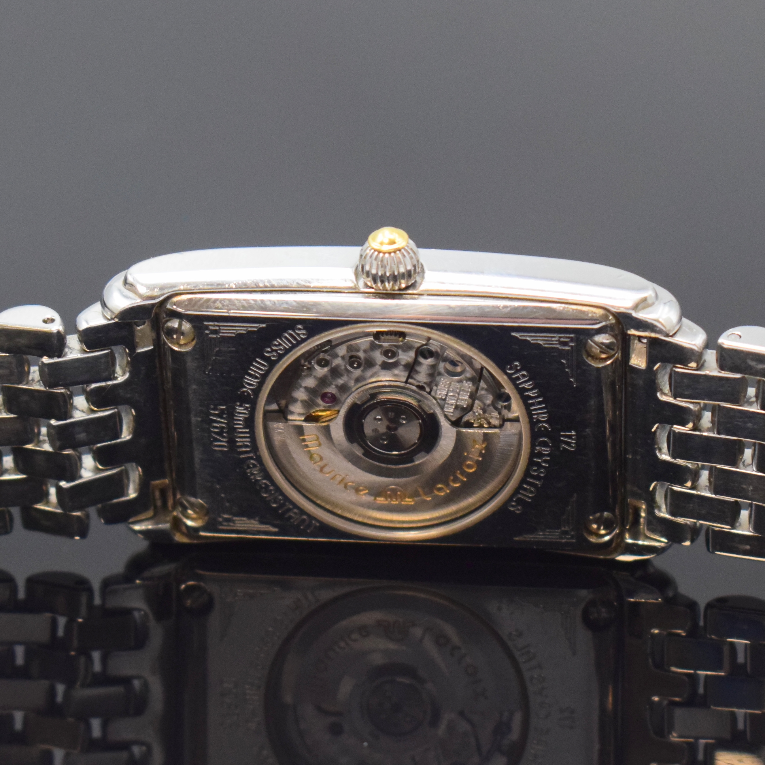 Detail d: MAURICE LACROIX Armbanduhr Les Classiques in Stahl Referenz 57620, Schweiz um 2005, Automatik, beids. vergl. Geh., orig. Gliederband m. dopp. ...