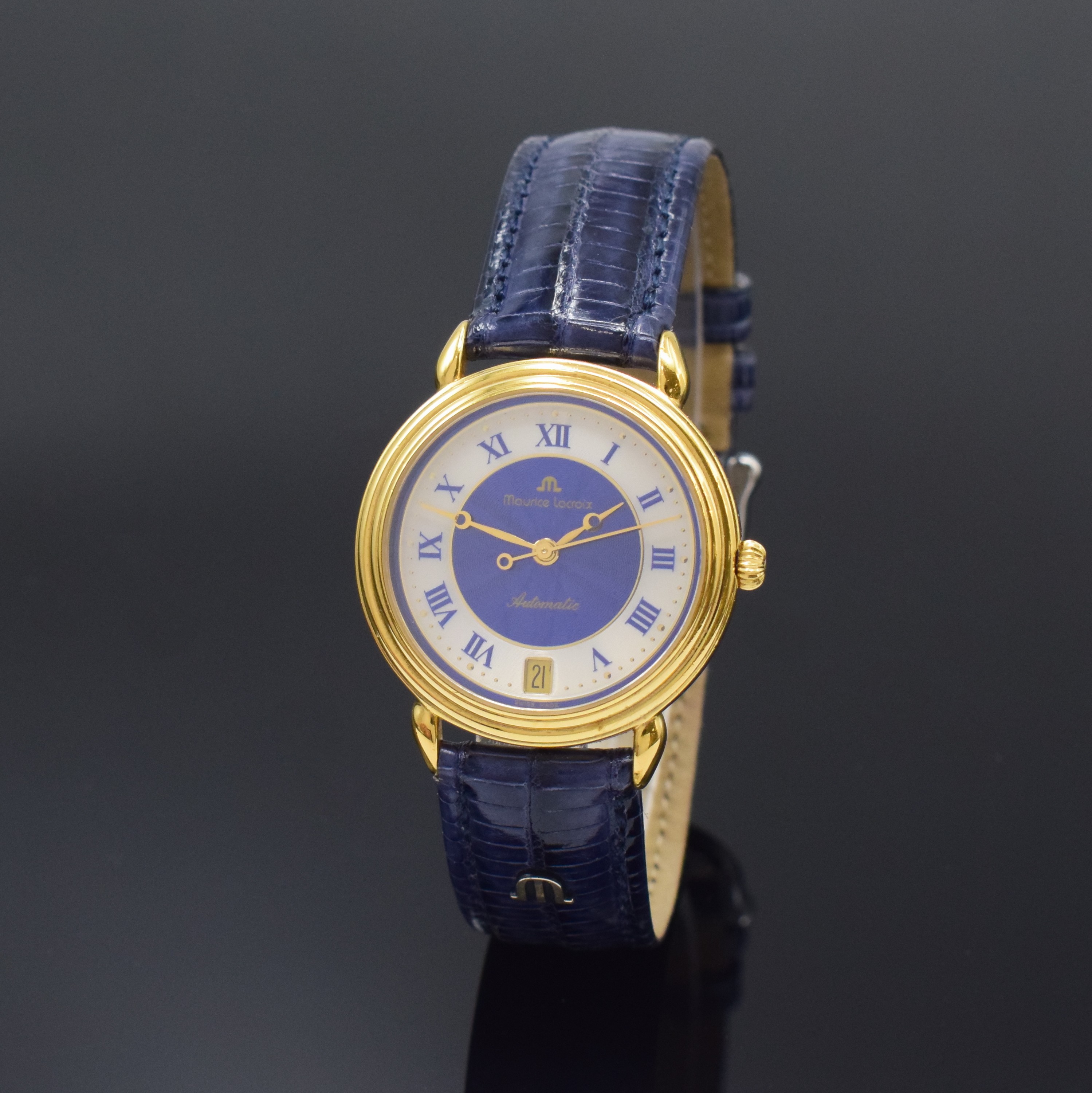 MAURICE LACROIX Damenarmbanduhr Les Classiques Referenz 11406, Schweiz um 2000, Automatik, verg. Geh. beids. vergl., orig. Lederband m. Dornschl., ...