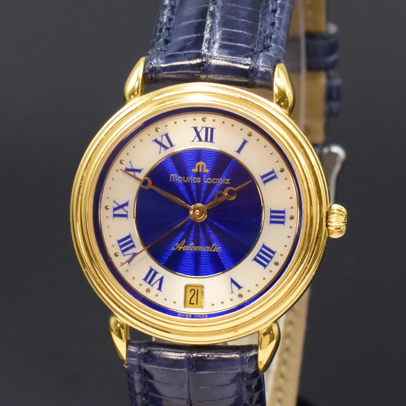 Detail b: MAURICE LACROIX Damenarmbanduhr Les Classiques Referenz 11406, Schweiz um 2000, Automatik, verg. Geh. beids. vergl., orig. Lederband m. Dornschl., ...