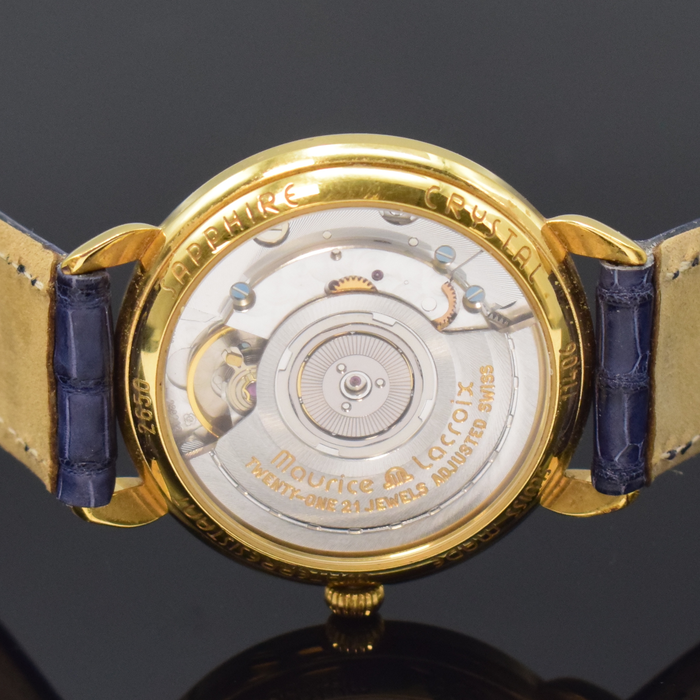Detail e: MAURICE LACROIX Damenarmbanduhr Les Classiques Referenz 11406, Schweiz um 2000, Automatik, verg. Geh. beids. vergl., orig. Lederband m. Dornschl., ...