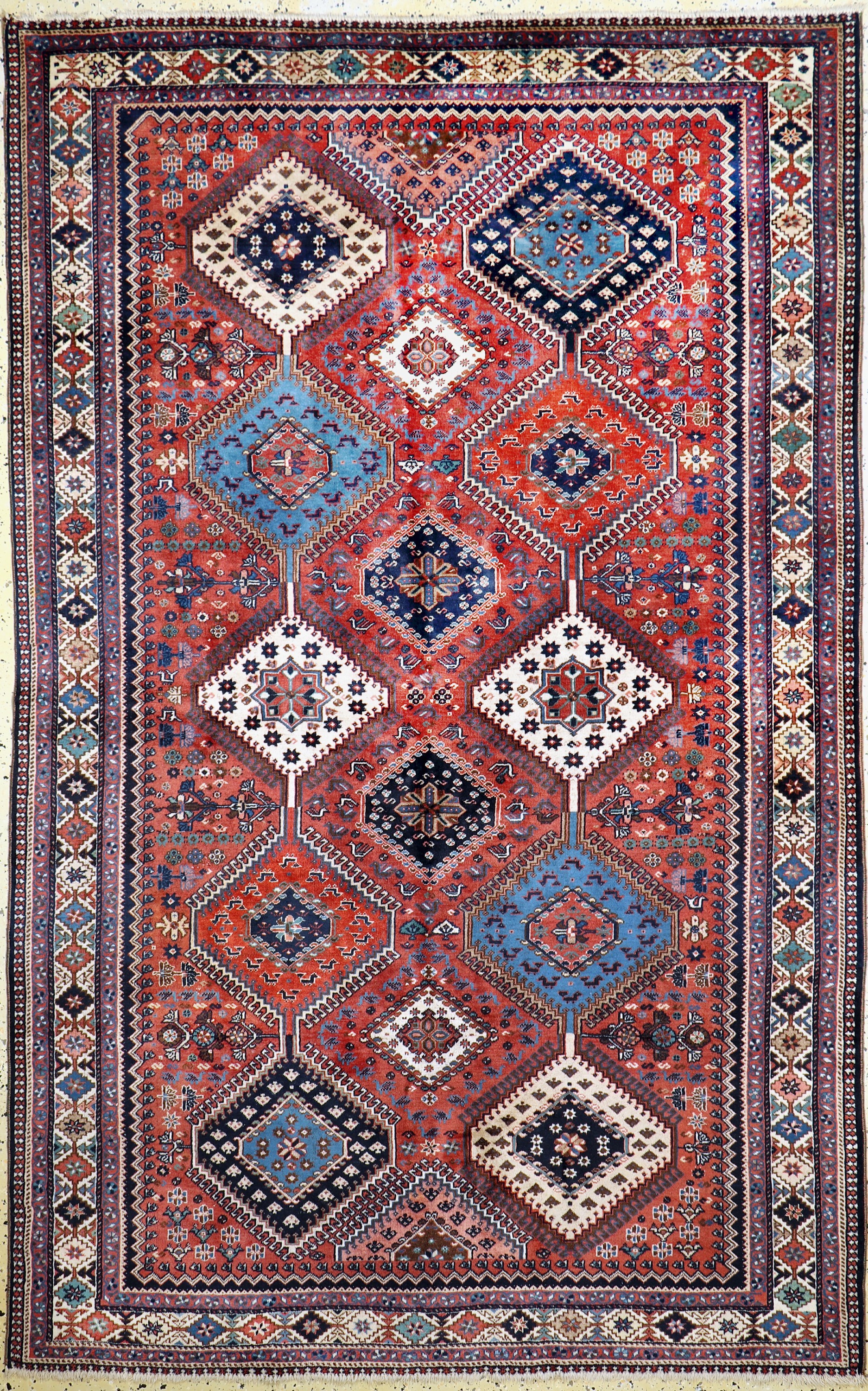 Yalameh fein, Persien, Mitte 20.Jhd, Wolle auf Wolle, ca. 254 x 161 cm, EHZ: 2-3