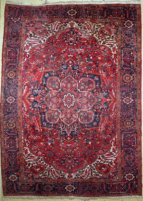 Image Heriz old, Persia, mid-20th century, wool on cotton, approx. 363 x 267 cm, moth damage, ...