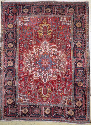 Image Heriz old, Persia, mid-20th century, wool on cotton, approx. 310 x 235 cm, moth damage, ...