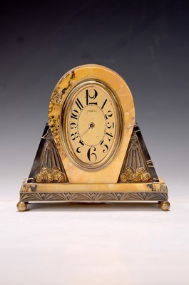 Image small alarm clock, Art Deco, France 1920s, bicolor marble housing, time typical brass ...