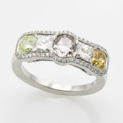 Image Ring mit Diamanten und Brillanten, Platin 950/000, 2 Diam. zus. ca. 0.94 ct feines ...