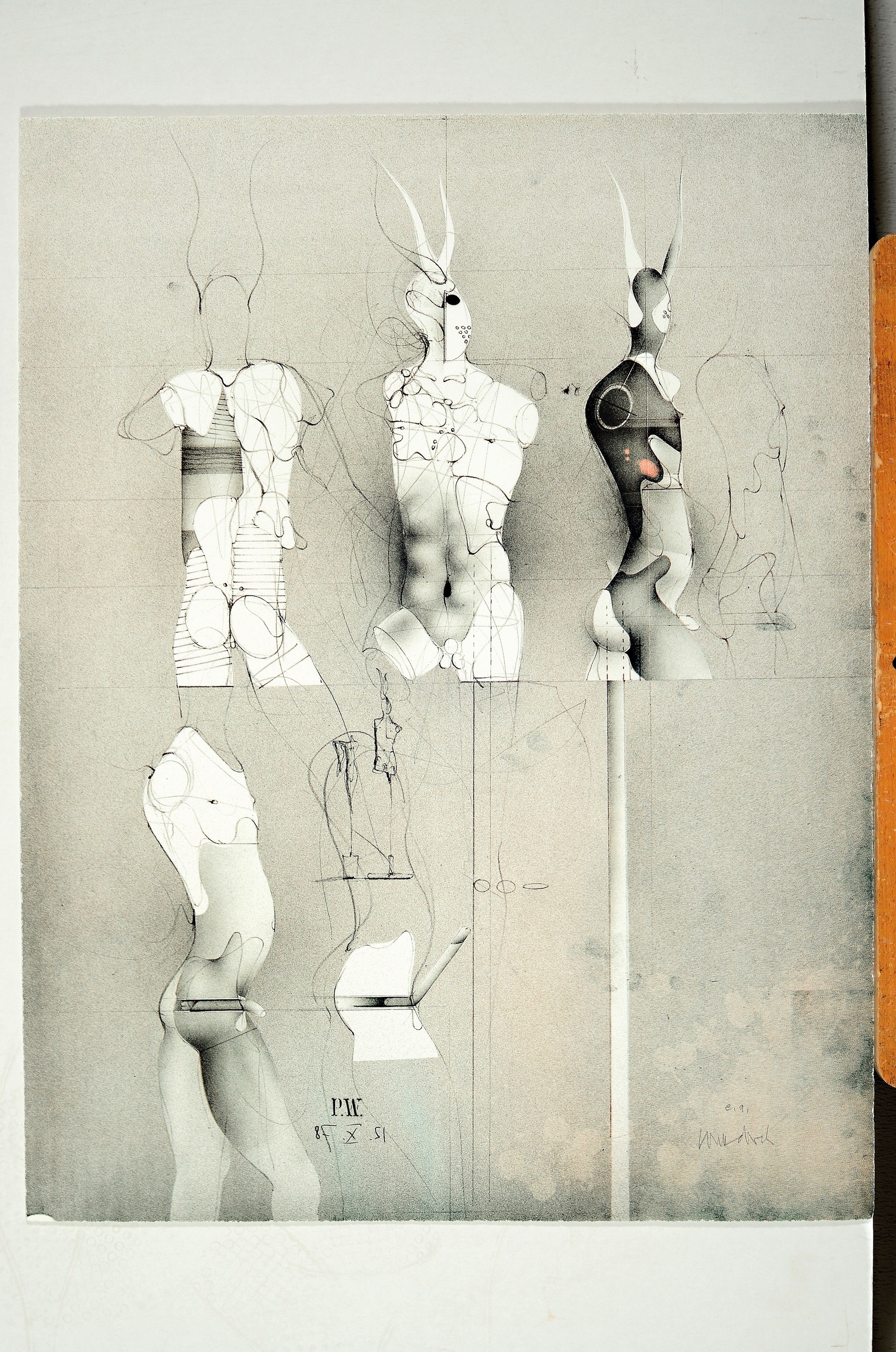 Detail m: Paul Wunderlich, 1927 - 2010, vier Lithografien, handsigniert, num., verschiedene Motive, ungerahmt, ca. 72 x 56 cm, u.a. Fabeltier mit Zitzen, num. ...