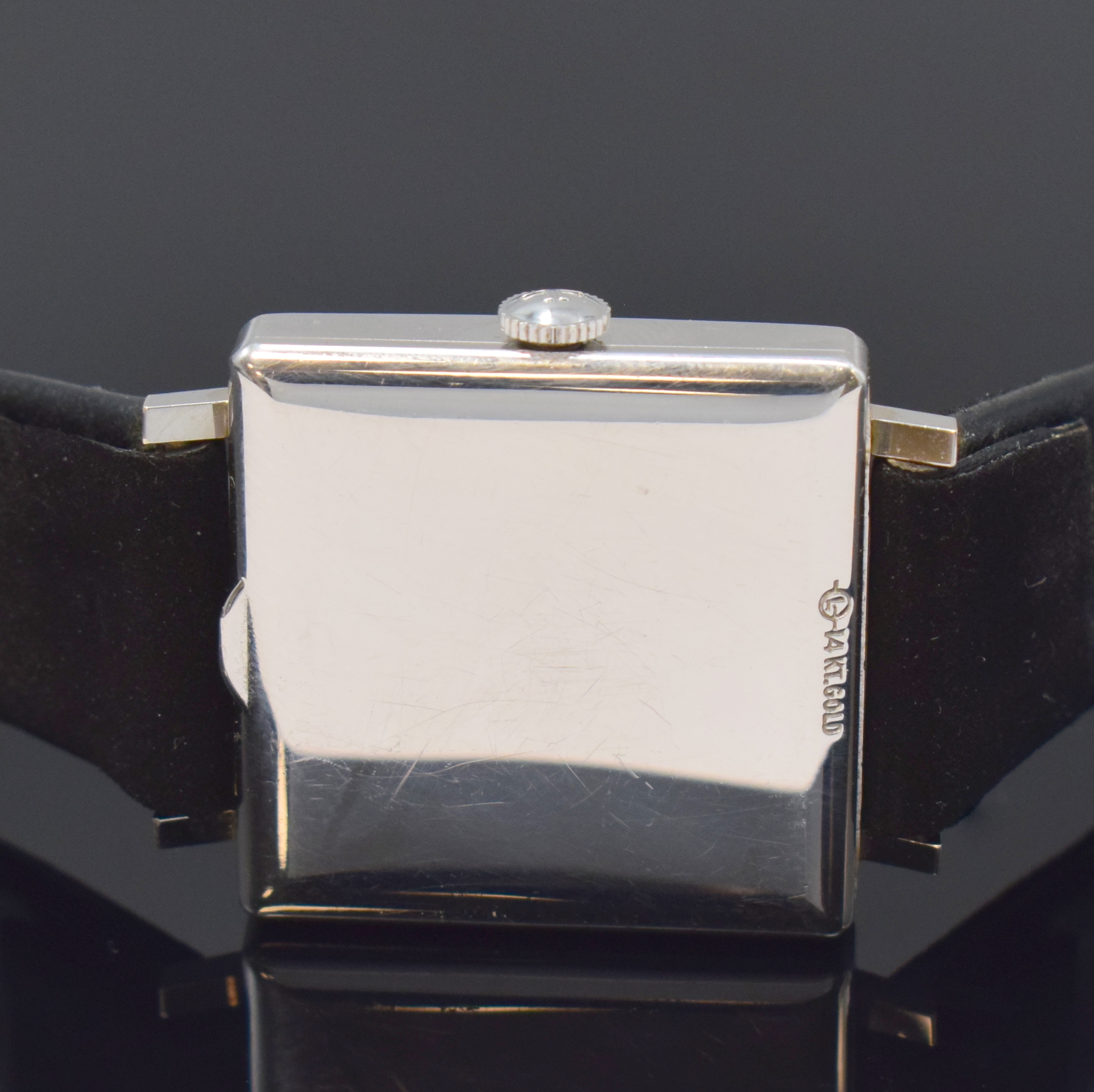 Detail c: LeCoultre Damenarmbanduhr in WG 585/000 mit Diamanten, Schweiz/USA um 1950, Handaufzug, Boden aufgedr., Lünette m. Diamanten bes., silb. Zifferbl. ...