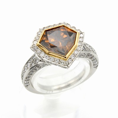 Image Ring mit Brillanten und Diamant, Platin 950/000, 133 Brill. zus. ca. 1.37 ct feines ...