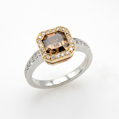 Image Ring mit Brillanten und Diamant, WG/RG 750/ 000, 1 Diam. ca. 2.02 ct orange/si, 34 ...