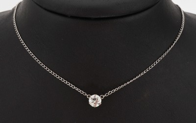 Image Platin Diamant-Collier, Pt gepr., Mittelteil mit 1 Altschliffdiamant ca. 0.75 ct ...