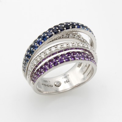 Image 5-reihiger Ring mit Brillanten und Farbsteinen