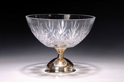 Image Crystal bowl with silver base, probably Italy, 20th century, colorless body, base made ...