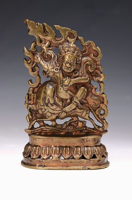 Image Small Mahakala, Himalaya, around 1910-20, bronze casting in breakthrough work, lotus ...