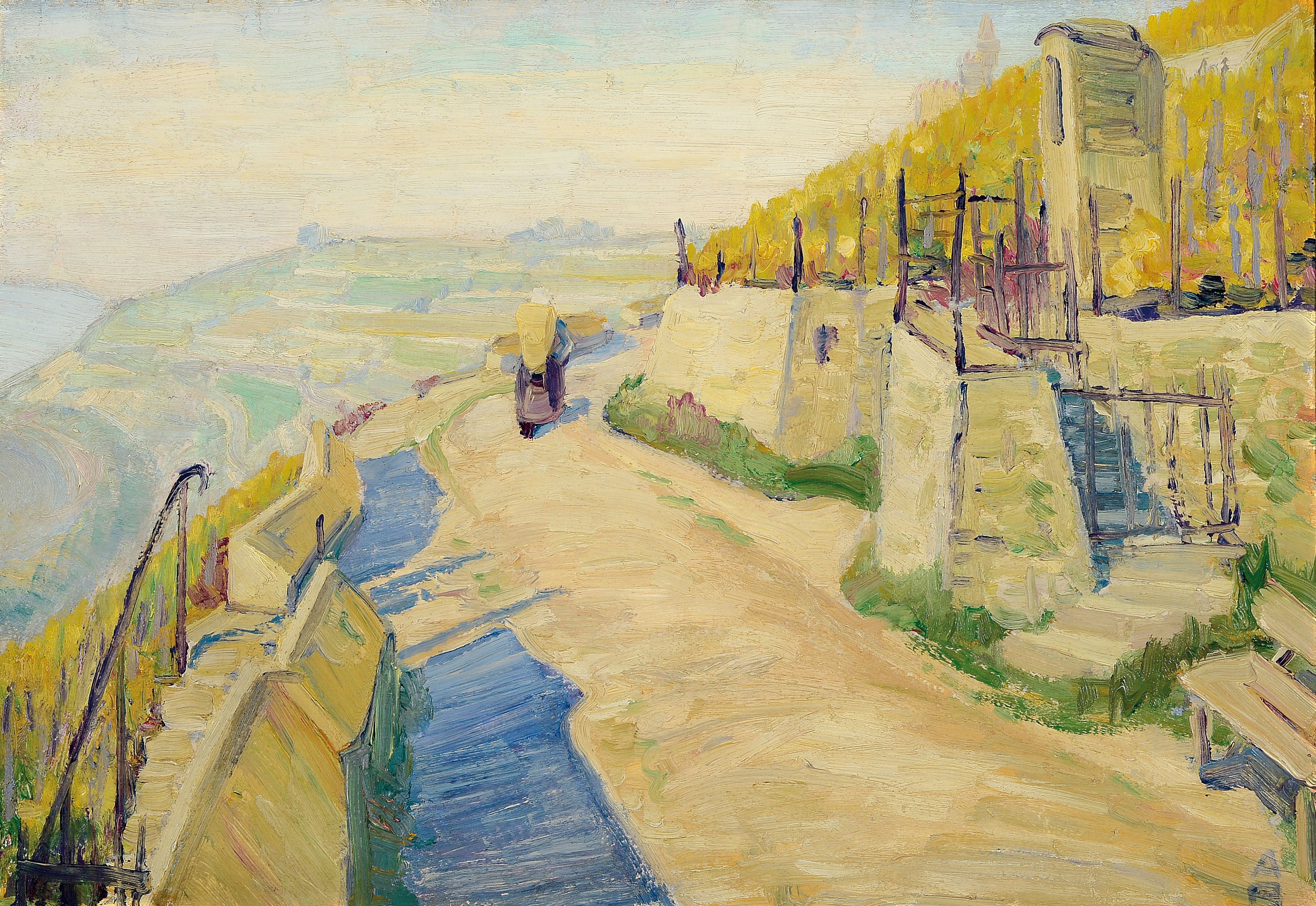Arnold Balwé, 1898 Dresden - 1983 Prien am Chiemsee, "Weg zur Steinburg", Hottenträgerin in herbstlicher Weinbergsteige über Würzburg, ...